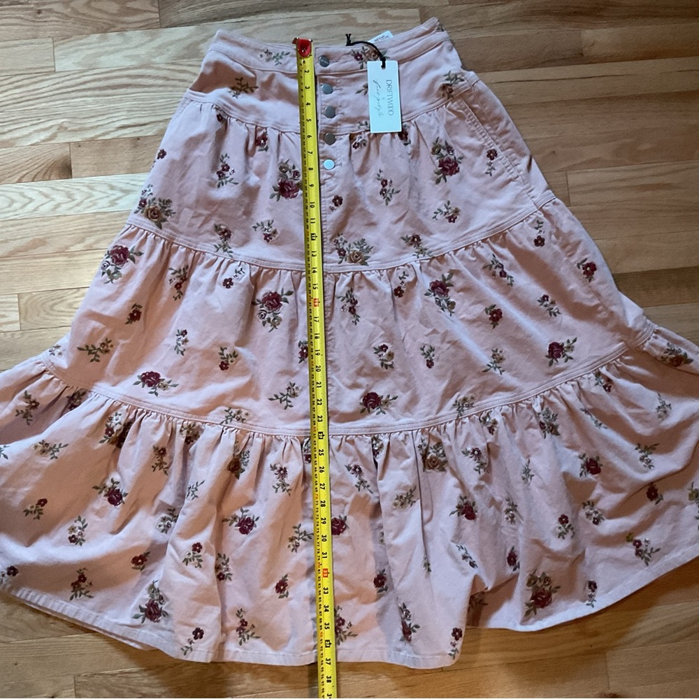 Free People Blush Pink Floral Tiered Maxi Skirt - Picture 15 of 16